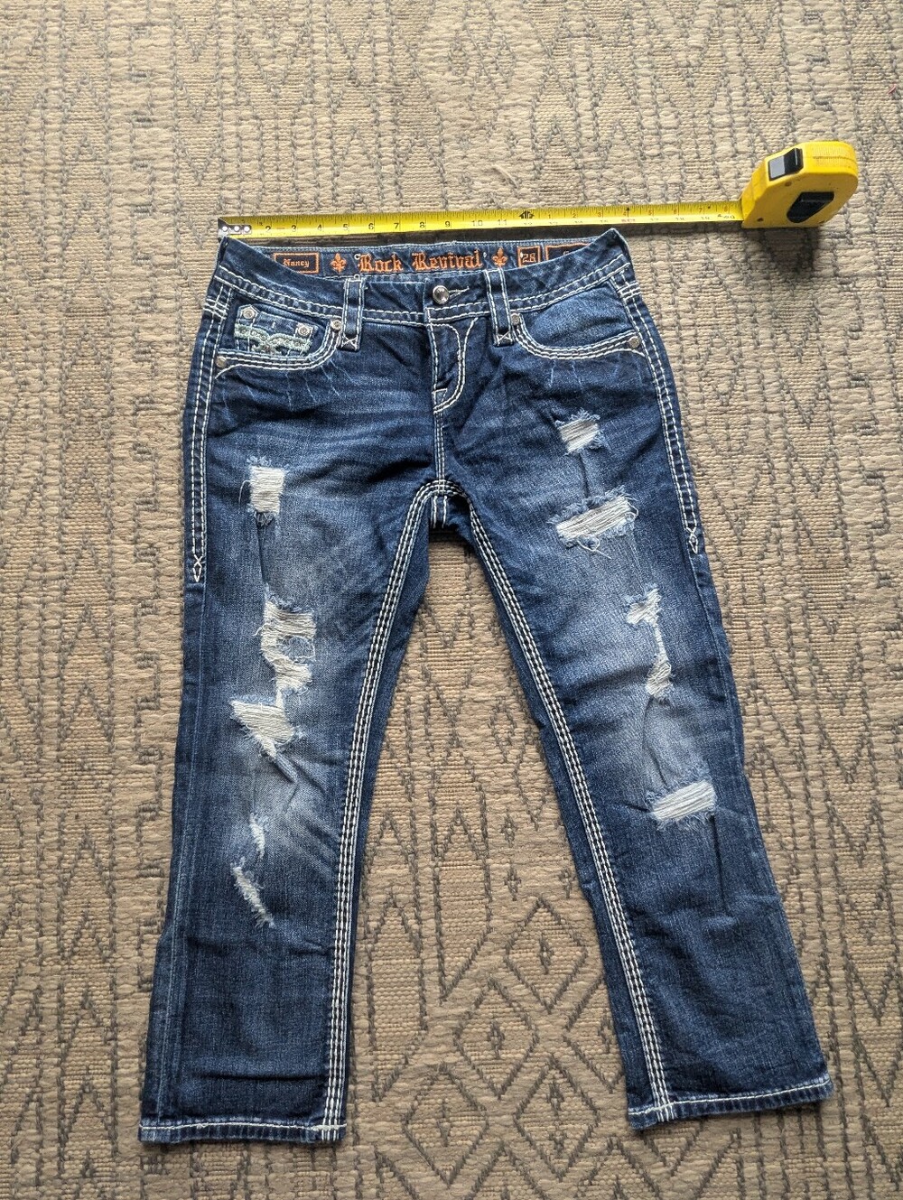 Rock Revival Women's Ripped Dark Blue Boyfriend Jeans
